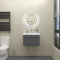 HAPAOSO Ensemble de Ensemble Meuble Salle de Bain avec lavabo + Meuble sous Vasque（2 Portes）+ Miroir LED Rond 60cm, Couleur Anthracite