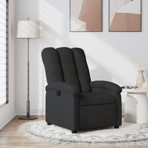 Willood Wilood Fernsehsessel Relaxsessel mit Liegefunktion Schwarz Stoff