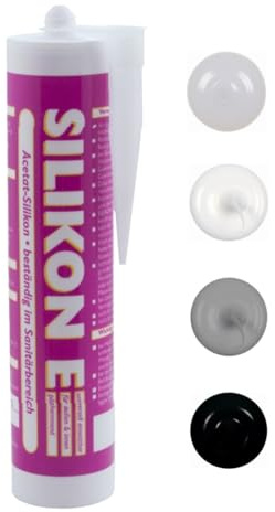 ARLI SET: 12x Silikon Fugendicht 310ml schwarz – Schimmelhemmend UV Beständig Witterungsfeste Dichtmasse auf Acetat Basis für Badezimmer Küche Fenster Innenbereiche Außenbereiche - 12 Kartuschen
