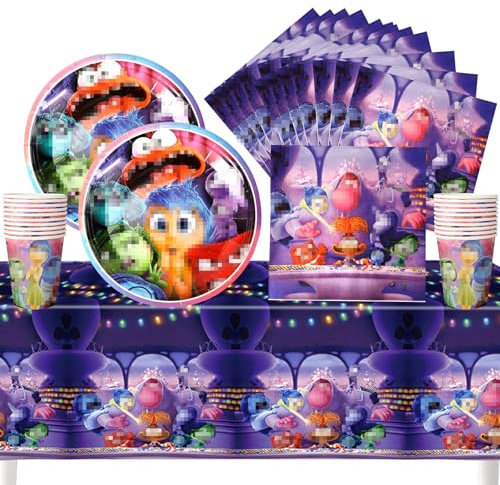 61 Pcs Inside Party Plates Kids Birthday Party Supplies Set, Decorations Birthday Tableware Includes Dinner Plates Cups And Napkins Tablecloth Decorations Kids Baby Showers 10 Guests