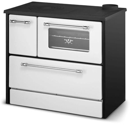 Beatrice - Stufa a legna con cucina e forno 87x51xH79 cm, colore bianco