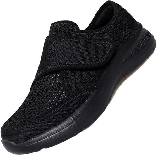 AEHO Pantofole per Anziani Scarpe per Diabetici Donna Scarpe Piedi Gonfi Donna Scarpe Anziani Donna Scarpe Ortopediche Donna Scarpe Donna Senza Lacci Larghe,Nero,38 EU