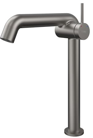 EMKE Robinet de Salle de Bain Anthracite, Mitigeur Monocommande en Laiton, Cartouche Céramique, 332 x 220 x 76 mm, Installation Facile, Économie d'Eau,Robinet de Lavabo