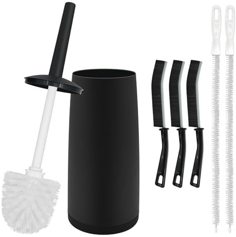 DLAIMI Toilet Bowl Brushes and Holder Set for Bathroom,Toilet Brush with No-Slip Grip and Heavy Duty BristlesSink Cleaning Brush&Crevice Gap Cleaning Brush