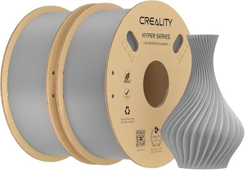 Creality Filamento PLA Hyper 1,75 mm, paquete de 2 kg, filamento de alta velocidad (30-600 mm/s), compatible con la mayoría de impresoras 3D como Creality K1C K1 Max, gris y gris