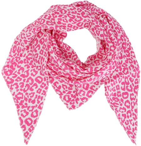 MIRROSI Damen Musselin Halstuch Made in Italy mit Leoprint oder Unifarben – Leichtes Dreieckstuch für Frühling & Sommer, Baumwolle, 200x80 cm