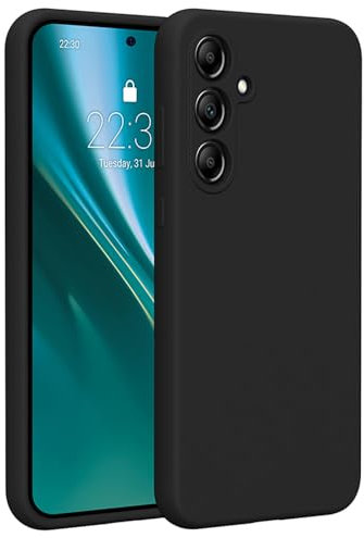 Etteri Étui en silicone pour Samsung Galaxy A55 5G Étui, noir, étui de téléphone, coque de smartphone, durable, anti-rayures solide egde, doublure intérieure en microfibre