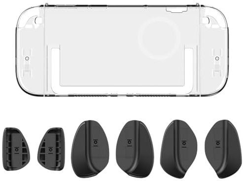 CRGANGZY PC Hard Case with Ergonomic Grip for Switch2 (Clear Black Grip) (White Black grip)