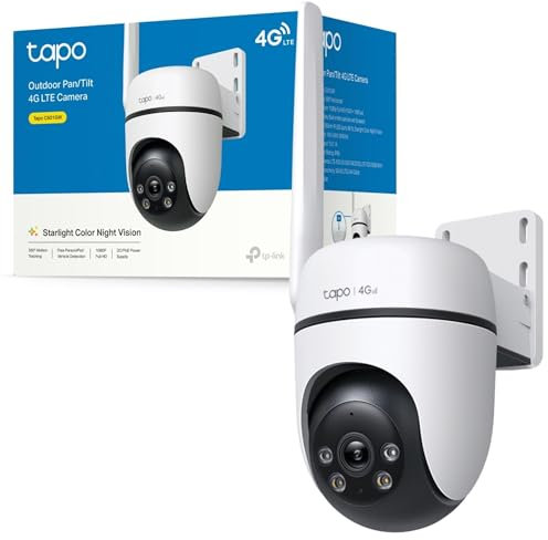 Tapo C501GW (Renewed) Pan/Tilt 4G LTE Outdoor Security Camera, No WiFi Needed, 1080P Full HD, 360° Motion Tracking, AI Detection, Starlight Colour Night Vision, Dual Mode 4G SIM card or PoE