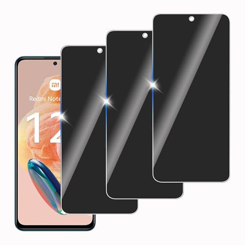KELINAN 3 Piezas para Xiaomi Redmi Note 12 Pro 4G/5G Tempered Privacy Glass Protector, 9H Hardness,Anti-Scratch,Privacy Screen Protector,Ultra Resistant,Anti-Fingerprint, Bubble-Free
