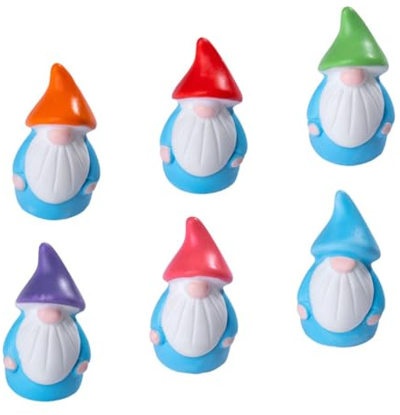 NAMOARLY 6pcs Mini Garden Gnome Figurines Resin Miniature Fairy Garden Decor for Flower Plant Pots Indoor Outdoor Decorations