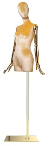 Schneiderpuppe Bunte, Höhenverstellbare Damen-Schneiderpuppe Mit Abnehmbarem Kopf Und Armen, Stahlfuß(Yellow,Rectangular Base)
