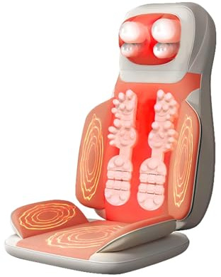 BTSAE Rückenmassagegerät mit Wärmefunktion, Shiatsu Massagesitzauflage mit 3D-Massierköpfen und Vibration, Massagesitzauflage für Zuhause/Auto (Hellbeige)