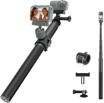 51 Selfie Stick With Magnetic Adapter Compatible for DJI Osmo Nano | Magnetic Quick Release Mount,1/4 Screw Invisible Pole Compatible for Insta360 X5-X, Real Time Recording Monitor for Vlogging