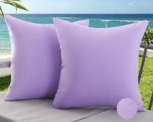 Avalune Kissenbezug Outdoor Kissen 50x50 Lila Sofakissen Wasserfest Dekokissen Sommer Frühling Kissenhülle Kissenbezüge für Garten Sofa Balkon Terrassen Lounge Couch Deko Wohnzimmer 2er Set