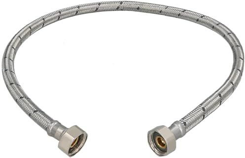 KOTARBAU® Flexschlauch 1/2“ x 1/2“, Wasserschlauch, Panzerschlauch 70 cm | Anschlussschlauch für Armatur, Schlauch Für Wasserhahn, Edelstahlummantelt, Silber