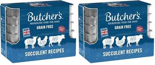 BUTCHER'S Complete Wet Tray Grain Free Hypoallergenic Adult Dog Food Succulent Recipes Pack 12x150g - Lamb, Chicken & Beef (Pack of 2)