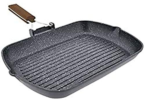Jata GP35 - Sartén Inducción Antiadherente Stonite, Grill Aluminio Fundido, Apta para Todo Tipo Cocinas Incluida Inducción, Libre PFOA, 25 x 35 cm