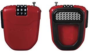 Hiplok FX Cable Bike Lock - Red. 3 Digit Combination Bike/Bicycle Cable Lock. 1m Retractable Steel Cable. Wearable Clip & Lightweight (75g)