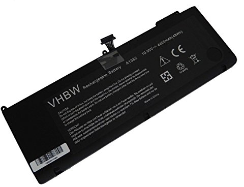 vhbw 1x Batterie Compatible avec Apple Macbook Pro 15 MC723LL/A, 15 MD104LL/A Ordinateur Portable (4400mAh, 10,95V, Li-polymère)