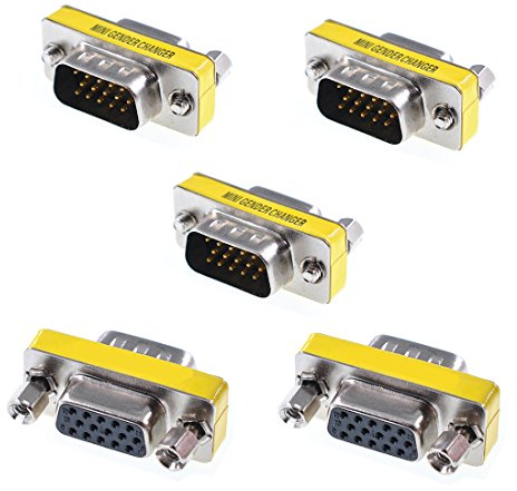 Oiyagai 5 Stück HD DB15 VGA Männlich zu Weiblich Nullmodem Serielles Kabel Kupplung Gender Changer