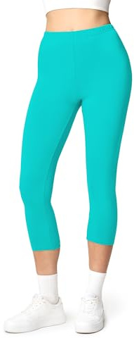 Ladeheid Leggings Damen 3/4 Baumwolle bequem und atmungsaktiv Capri Leggings Damen für Sommer LA40-132 (Türkis, L)