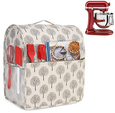 Yarwo Stand Mixer Cover, Protective Dust Cover with Top Handle and Pockets for All 5.7 and 7.6 Litre Stand Mixer and Accessories (Large, Tree)