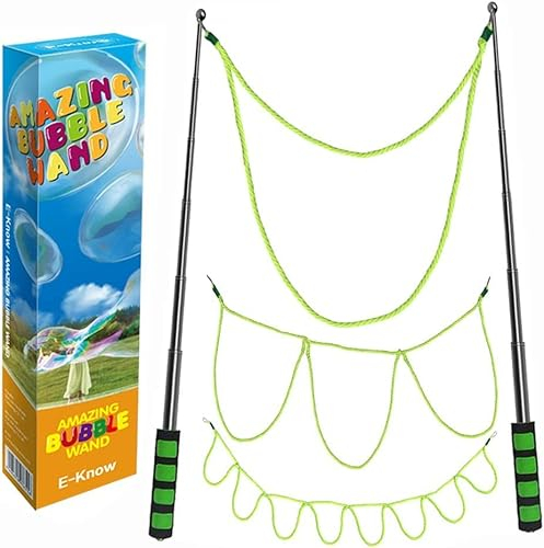 E-KNOW Bubble Wand, 3 Style Giant Bubble Wand Stainless Steel Telescopic Design, Outdoor Toys Bubble Toys for Birthday Party, Garden Games Garden Toys