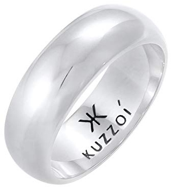Kuzzoi Herrenring Bandring für Männer aus 925 Sterling Silber, Basic Silberring (9 mm) im Klassischen Design, Breiter Ring für Herren Freundschaftsring glatt poliert, Ringgröße 60, 0610730620_60