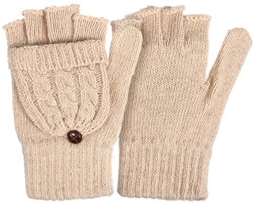 SOIMISS Wolle Halbfinger Winterhandschuhe Gestrickte Warme Handschuhe mit Flip Cover Kaltwetterhandschuh Handschuhe Handwärmer