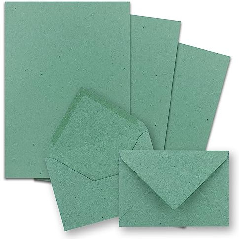 25x Briefpapier-Sets DIN A5 mit C6 Briefumschlägen - Eukalyptus - Nassklebung (Grün) - Kraftpapier Blätter mit Kuverts - FarbenFroh by GUSTAV NEUSER