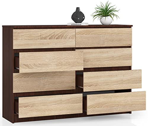 BDW Kommode, 8 Schubladen, viel Stauraum, Kleiderschrank, Flur, Badezimmerschrank, Kommode, Multifunktionsschrank. Abmessungen: 138 x 99 x 40