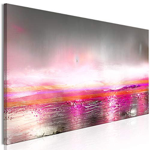 decomonkey Akustikbild Abstrakt 135x45 cm 1 Teilig Leinwand Modern Bilder Wandbilder XXL Schallschlucker Schallschutz Akustikdämmung Wandbild Deko Leise Modern rosa