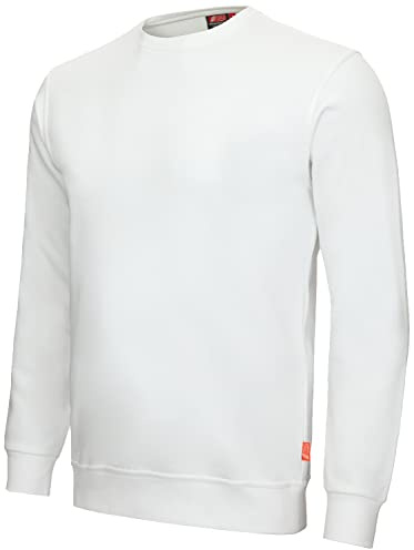 Nitras Motion TEX Light 7015 Arbeits-Pullover - Leichter Baumwoll-Pulli - Sweater für die Arbeit - Weiß - XL
