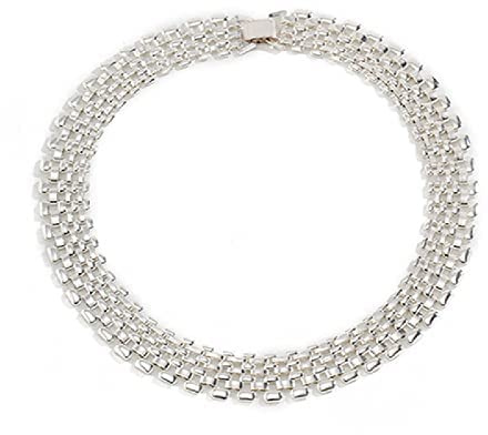 Left Girl Chunky Dicke Kette Kubanische Halskette Frauen Großes Eisen Metall Silber Farbe Halskette Halsschmuck Steampunk,Silber-
