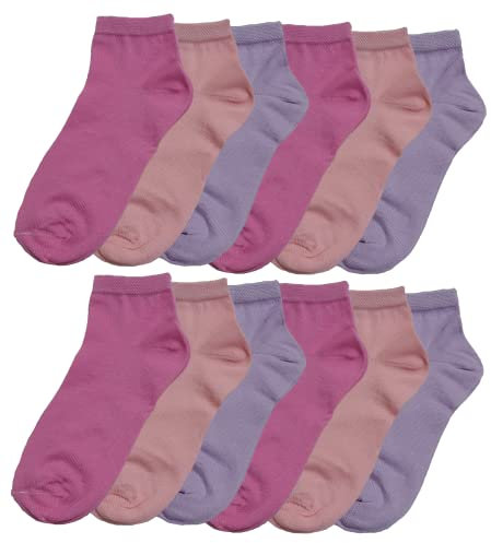 Fontana Calze, 12 paia di calze bambina in 100% Cotone Filo di Scozia elasticizzato.… (Colorato Pastello, 35-38)…