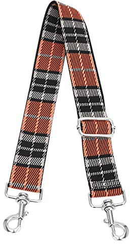 Canva Riemen Damen Verstellbar Tragegurt Schultergurt Taschengurt Mit Karabinerhaken Metall Für Tasche Geldbörse Kameratasche Clutch Kariert(Orange)
