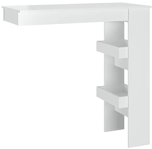 Norheim Wand-Bartisch Stehtisch Bartresen mit 2 Staufächern Küchenbartisch Bistrotisch Esstisch Küchentisch Hochglanz-Weiß 102x45x103,5 cm Holzwerkstoff