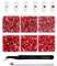 Beadsland 4300 Stück Rot Strasssteine mit flacher Rückseite,Nagelsteine, runde Kristall-Strasssteine zum Basteln, gemischt in 6 Größen, mit Picking-Pinzette und Wachsstift-Set, SS6–SS20,Helles Rot