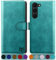 SUANPOT Custodia per Samsung S23 5G Cover Portafoglio [Blocco RFID] [Shell TPU] in Pelle Sintetica Tasca Carte Antiurto Protettiva di Con Slot per Schede di per S23 case Blu verde