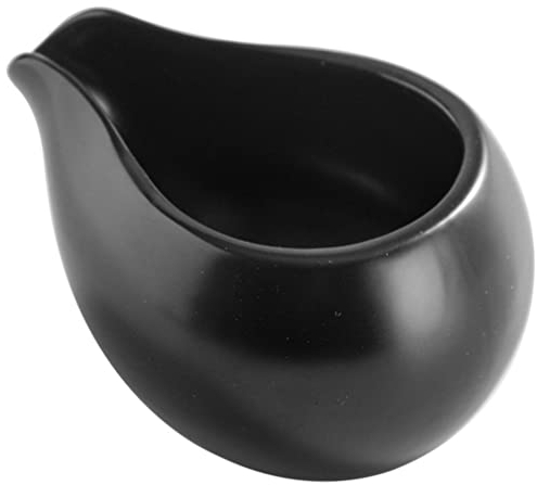 GANAZONO Mini Ceramic Sauce Jug Black - Round Mouth Milk and Cream Pitcher for Coffee Tea and Sauce Serving 3.7X2.8X2.0 Inch