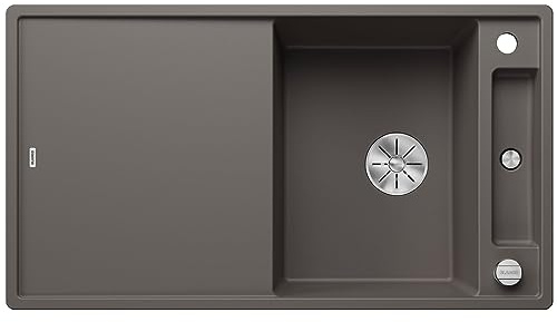 BLANCO AXIA III 5 S | Granitspüle aus SILGRANIT vulkangrau | mit | [91,5x51x20,2 cm] | für 50 cm breite Unterschränke | + Schneidbrett | mit Glasschneidbrett | reversibel