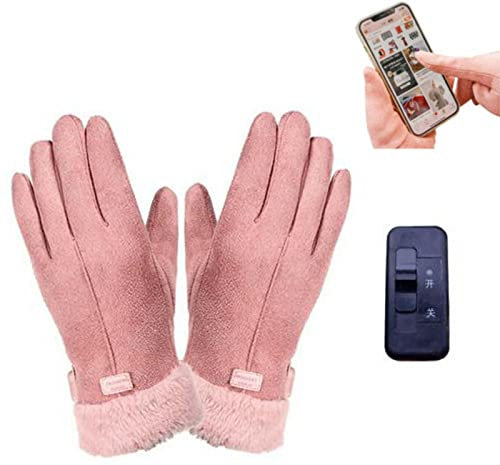 Keptfeet Gants Chauffants Femme, Gants Chauffants USB Rechargeables, Gants Chauffants Roses À Batterie Rechargeable Électrique pour Femme, Cadeau pour Le Cyclisme en Plein Air, Le Camping, La Moto