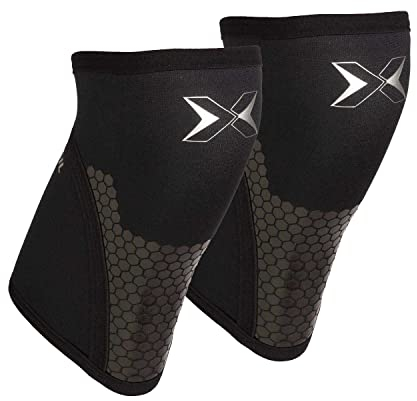 PICSIL Rodillera Neopreno Cross Training Hex Tech, 5/7mm, 2 Rodilleras para Powerlifting y Halterofilia, Soporte Adicional en Áreas Afectadas por Peso Muerto, Sentadillas (M, Negro 5mm)