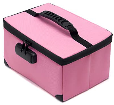 KaAutoler Portable Cosmetic Bag with Lock, Large Capacity Travel Makeup Case Organizer, Pink, Minimalism