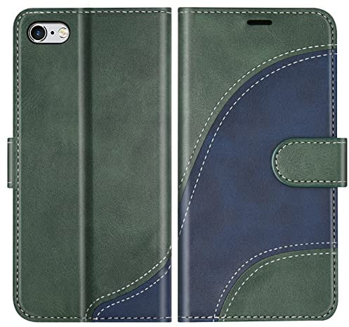 BoxTii Hülle für iPhone 6 / iPhone 6s, PU Leder Handyhülle für iPhone 6 / iPhone 6s, Ledertasche Klapphülle Schutzhülle mit Kartenfächer und Magnetverschluss, Grün