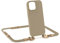 ZhinkArts - Handykette kompatibel mit iPhone 13 Mini - Handyhülle zum Umhängen - Band/Schnur abnehmbar - Necklace - Karabiner - Taupe - Beige