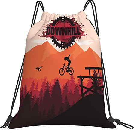 DELURA Wasserdicht Turnbeutel mit Kordelzug,Biken Bike Mountain Downhill Freeride Extremsport MTB Erholung Cliff Action Aktive Aktivität, Kordelzug Rucksack Sportbeutel Sporttasche für Damen Herren