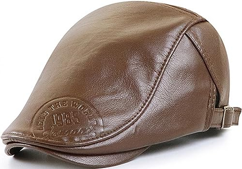 JFAN Baskenmützen für Männer Flatcap Herren Schiebermütze Damen Herren Barett aus Gurte PU Leder Einstellbar Winter,Khaki,One Size
