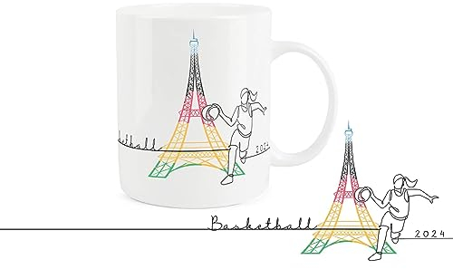 Purely Home Paris Basketball Mug - Sports Competition Commemorative Gift/Present - Tea Coffee Bone China Mug for Sports Fans